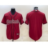 Men's Arizona Cardinals Blank Red With Patch Cool Base Stitched Baseball Jersey