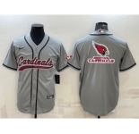 Men's Arizona Cardinals Grey Team Big Logo With Patch Cool Base Stitched Baseball Jersey