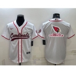 Men's Arizona Cardinals White Team Big Logo With Patch Cool Base Stitched Baseball Jersey