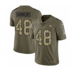 Men's Cardinals #48 Isaiah Simmons Olive Camo Stitched Football Limited 2017 Salute To Service Jersey