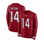 Men's Nike Arizona Cardinals #14 J.J. Nelson Limited Red Therma Long Sleeve NFL Jersey