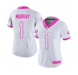 Women's Arizona Cardinals #1 Kyler Murray Limited White Pink Rush Fashion Football Jersey