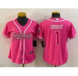 Women's Arizona Cardinals #1 Kyler Murray Pink With Patch Cool Base Stitched Baseball Jersey