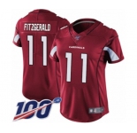 Women's Arizona Cardinals #11 Larry Fitzgerald Red Team Color Vapor Untouchable Limited Player 100th Season Football Jersey