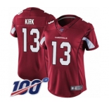 Women's Arizona Cardinals #13 Christian Kirk Red Team Color Vapor Untouchable Limited Player 100th Season Football Jersey