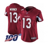 Women's Arizona Cardinals #13 Kurt Warner Red Team Color Vapor Untouchable Limited Player 100th Season Football Jersey