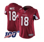 Women's Arizona Cardinals #18 Kevin White Red Team Color Vapor Untouchable Limited Player 100th Season Football Jersey