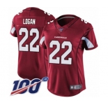 Women's Arizona Cardinals #22 T. J. Logan Red Team Color Vapor Untouchable Limited Player 100th Season Football Jersey