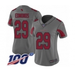 Women's Arizona Cardinals #29 Chase Edmonds Limited Silver Inverted Legend 100th Season Football Jersey