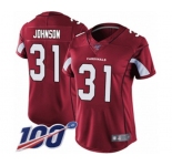 Women's Arizona Cardinals #31 David Johnson Red Team Color Vapor Untouchable Limited Player 100th Season Football Jersey