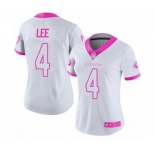 Women's Arizona Cardinals #4 Andy Lee Limited White Pink Rush Fashion Football Jersey