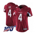 Women's Arizona Cardinals #4 Andy Lee Red Team Color Vapor Untouchable Limited Player 100th Season Football Jersey