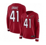 Women's Arizona Cardinals #41 Kenyan Drake Limited Red Therma Long Sleeve Football Jersey