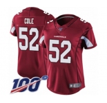 Women's Arizona Cardinals #52 Mason Cole Red Team Color Vapor Untouchable Limited Player 100th Season Football Jersey