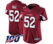 Women's Arizona Cardinals #52 Mason Cole Red Team Color Vapor Untouchable Limited Player 100th Season Football Jersey