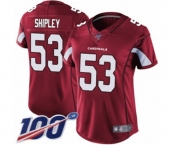 Women's Arizona Cardinals #53 A.Q. Shipley Red Team Color Vapor Untouchable Limited Player 100th Season Football Jersey