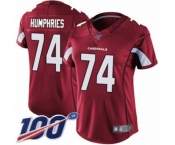 Women's Arizona Cardinals #74 D.J. Humphries Red Team Color Vapor Untouchable Limited Player 100th Season Football Jersey