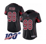 Women's Arizona Cardinals #98 Corey Peters Limited Black Rush Vapor Untouchable 100th Season Football Jersey