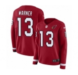 Women's Nike Arizona Cardinals #13 Kurt Warner Limited Red Therma Long Sleeve NFL Jersey