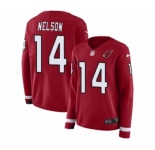 Women's Nike Arizona Cardinals #14 J.J. Nelson Limited Red Therma Long Sleeve NFL Jersey