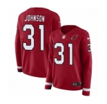 Women's Nike Arizona Cardinals #31 David Johnson Limited Red Therma Long Sleeve NFL Jersey