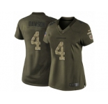 Women's Nike Arizona Cardinals #4 Phil Dawson Limited Green Salute to Service NFL Jersey