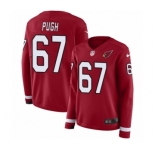 Women's Nike Arizona Cardinals #67 Justin Pugh Limited Red Therma Long Sleeve NFL Jersey