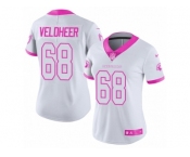 Women's Nike Arizona Cardinals #68 Jared Veldheer Limited White Pink Rush Fashion NFL Jersey