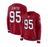 Women's Nike Arizona Cardinals #95 Rodney Gunter Limited Red Therma Long Sleeve NFL Jersey
