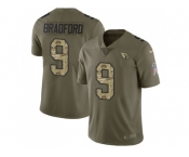Youth Nike Arizona Cardinals #9 Sam Bradford Olive Camo Stitched NFL Limited 2017 Salute to Service Jersey
