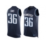 Men Nike Tennessee Titans #36 LeShaun Sims Limited Navy Blue Player Name & Number Tank Top NFL Jersey