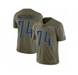 Men Nike Tennessee Titans #74 Bruce Matthews Limited Olive 2017 Salute to Service NFL Jersey