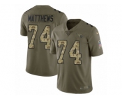 Men Nike Tennessee Titans #74 Bruce Matthews Limited Olive Camo 2017 Salute to Service NFL Jersey