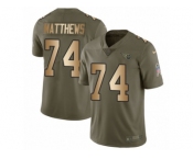 Men Nike Tennessee Titans #74 Bruce Matthews Limited Olive Gold 2017 Salute to Service NFL Jersey