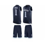 Men's Nike Tennessee Titans #1 Warren Moon Limited Navy Blue Tank Top Suit NFL Jersey