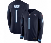 Men's Nike Tennessee Titans #1 Warren Moon Limited Navy Blue Therma Long Sleeve NFL Jersey