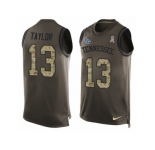 Men's Nike Tennessee Titans #13 Taywan Taylor Limited Green Salute to Service Tank Top NFL Jersey