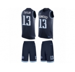 Men's Nike Tennessee Titans #13 Taywan Taylor Limited Navy Blue Tank Top Suit NFL Jersey