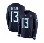 Men's Nike Tennessee Titans #13 Taywan Taylor Limited Navy Blue Therma Long Sleeve NFL Jersey