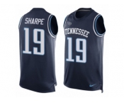 Men's Nike Tennessee Titans #19 Tajae Sharpe Limited Navy Blue Player Name & Number Tank Top NFL Jersey