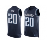 Men's Nike Tennessee Titans #20 Perrish Cox Limited Navy Blue Player Name & Number Tank Top NFL Jersey