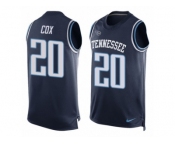 Men's Nike Tennessee Titans #20 Perrish Cox Limited Navy Blue Player Name & Number Tank Top NFL Jersey