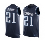 Men's Nike Tennessee Titans #21 Malcolm Butler Limited Navy Blue Player Name & Number Tank Top NFL Jersey