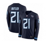 Men's Nike Tennessee Titans #21 Malcolm Butler Limited Navy Blue Therma Long Sleeve NFL Jersey