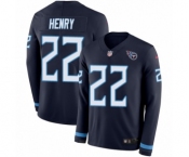 Men's Nike Tennessee Titans #22 Derrick Henry Limited Navy Blue Therma Long Sleeve NFL Jersey
