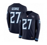 Men's Nike Tennessee Titans #27 Eddie George Limited Navy Blue Therma Long Sleeve NFL Jersey