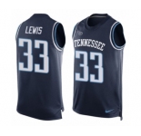 Men's Nike Tennessee Titans #33 Dion Lewis Limited Navy Blue Player Name & Number Tank Top NFL Jersey