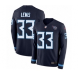 Men's Nike Tennessee Titans #33 Dion Lewis Limited Navy Blue Therma Long Sleeve NFL Jersey