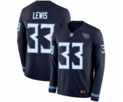 Men's Nike Tennessee Titans #33 Dion Lewis Limited Navy Blue Therma Long Sleeve NFL Jersey