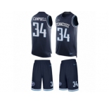 Men's Nike Tennessee Titans #34 Earl Campbell Limited Navy Blue Tank Top Suit NFL Jersey